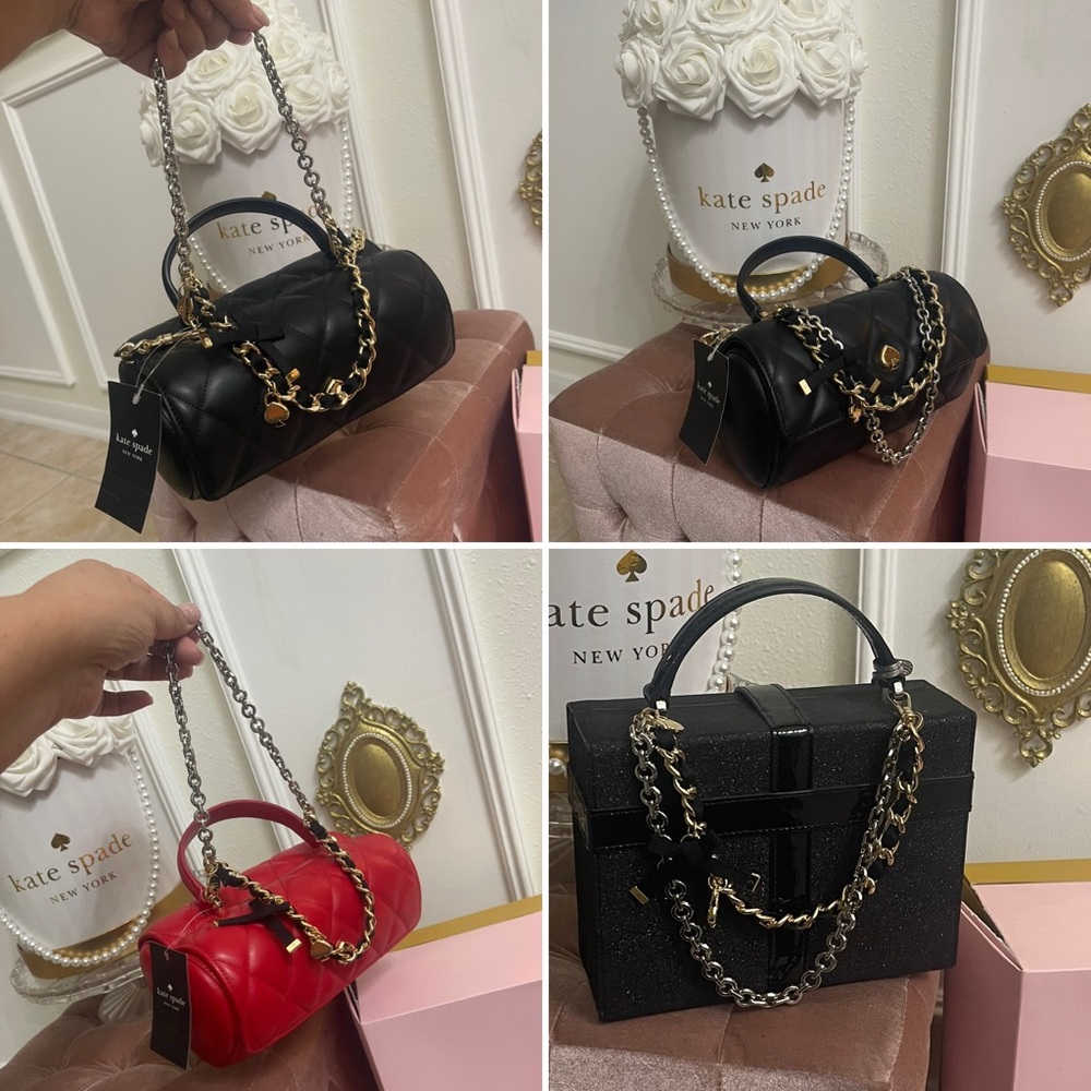Kate Spade  Mixed Metal swag bag charm handle Chain Strap Accessory KM589 - Picture 8 of 16